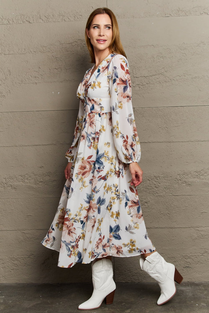 OneTheLand Good Day Chiffon Floral Midi Dress-Trendsi-[option4]-[option5]-[option6]-[option7]-[option8]-Shop-Boutique-Clothing-for-Women-Online