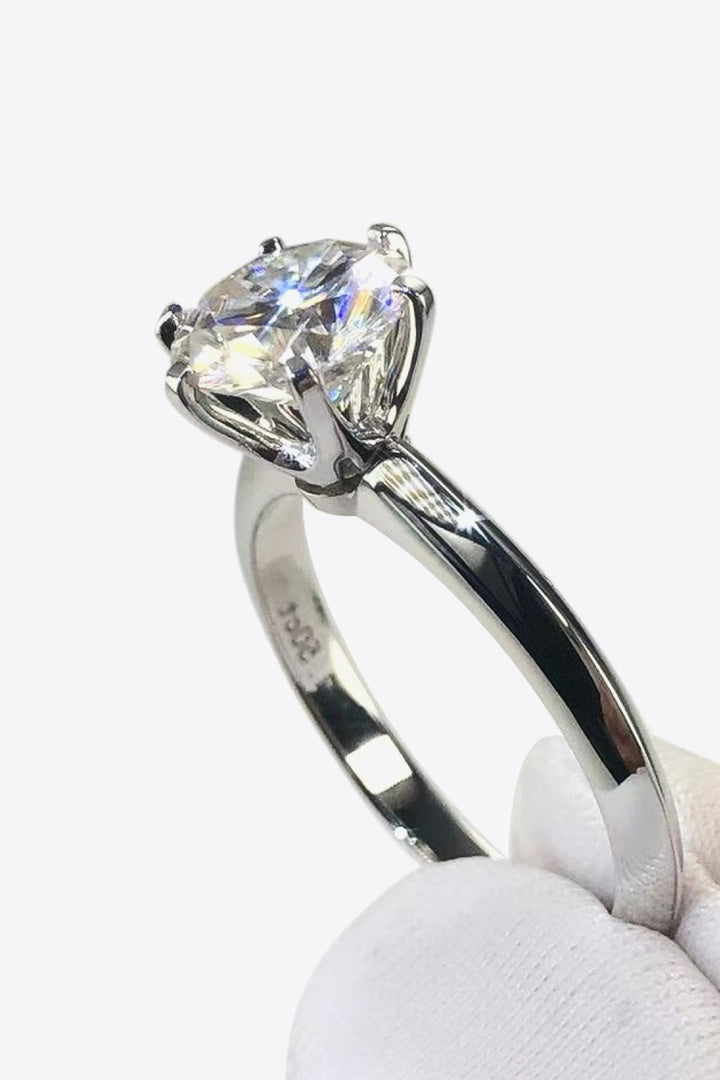 925 Sterling Silver 3 Carat Moissanite 6-Prong Ring-Trendsi-[option4]-[option5]-[option6]-[option7]-[option8]-Shop-Boutique-Clothing-for-Women-Online