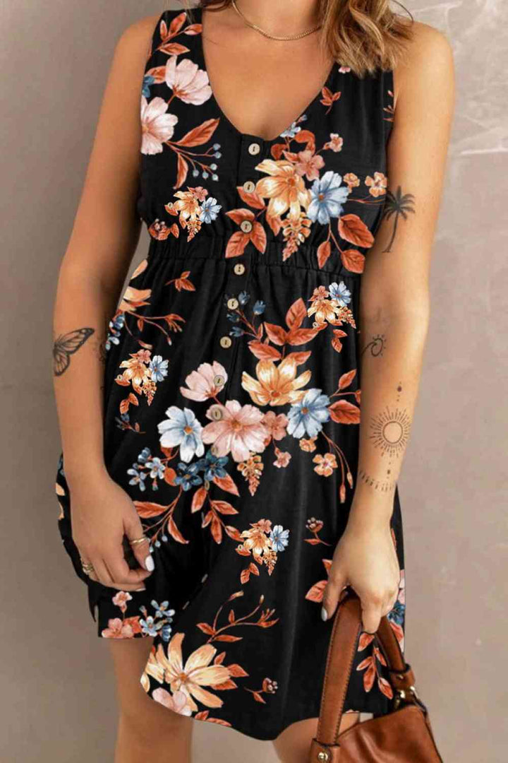 Double Take Ella Magic Printed Sleeveless Buttoned Dress with Pockets-Trendsi-[option4]-[option5]-[option6]-[option7]-[option8]-Shop-Boutique-Clothing-for-Women-Online