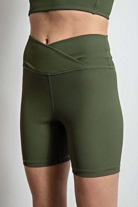 Rae Mode Nyon Rib V Waist Biker Shorts-Rae Mode-[option4]-[option5]-[option6]-[option7]-[option8]-Shop-Boutique-Clothing-for-Women-Online