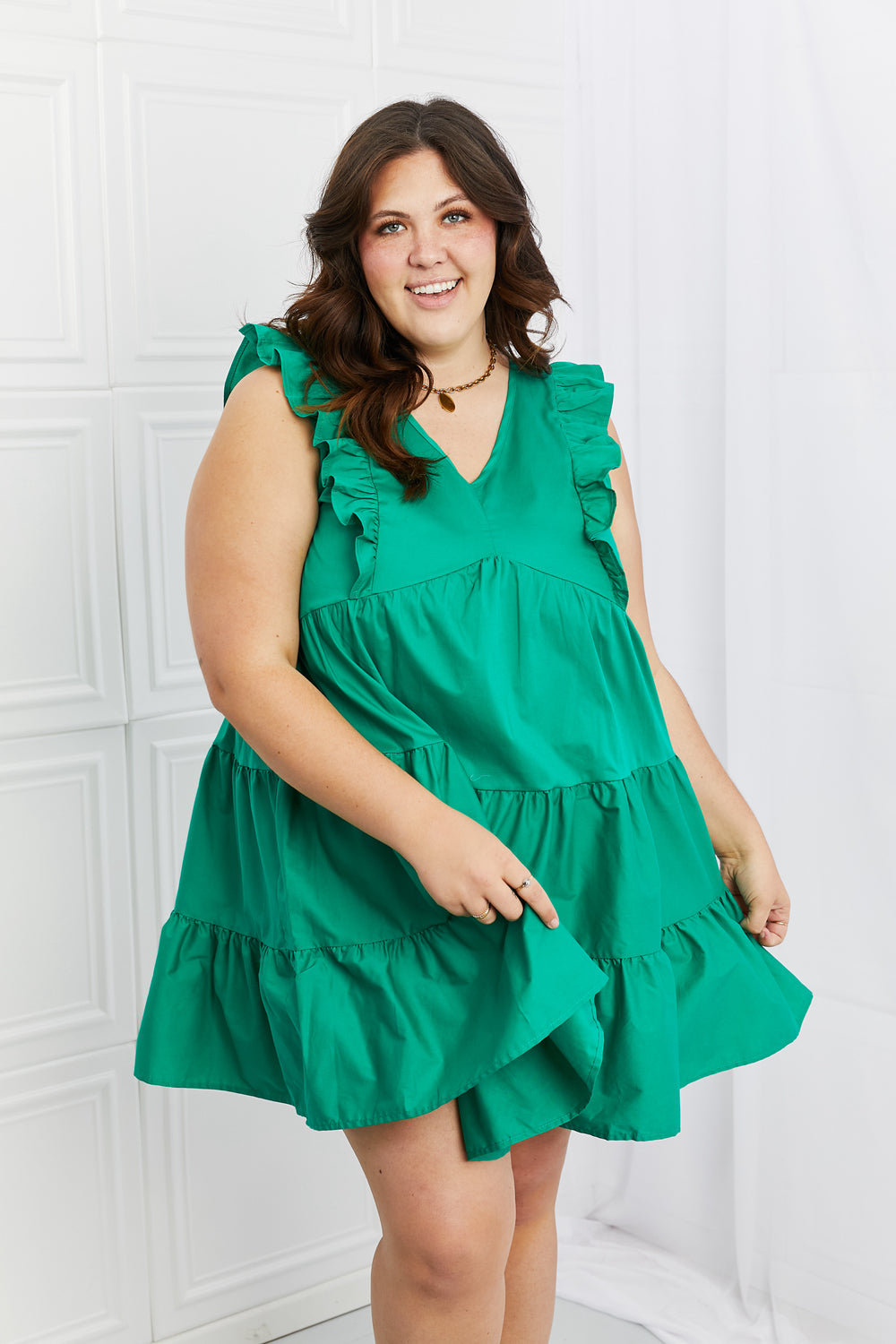 Hailey & Co Play Date Ruffle Dress-Trendsi-Mid Green-S-[option4]-[option5]-[option6]-[option7]-[option8]-Shop-Boutique-Clothing-for-Women-Online