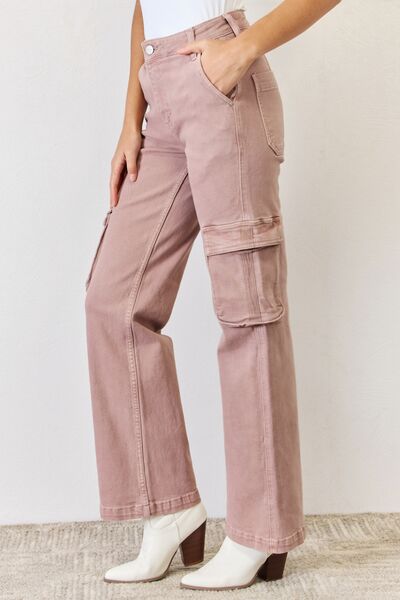 RISEN High Rise Cargo Wide Leg Jeans-Trendsi-[option4]-[option5]-[option6]-[option7]-[option8]-Shop-Boutique-Clothing-for-Women-Online