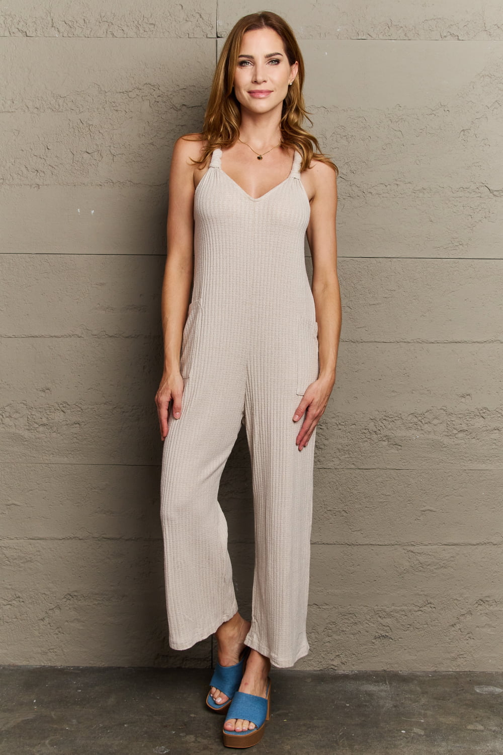 HEYSON Don't Get It Twisted Full Size Rib Knit Jumpsuit-Trendsi-Beige-S-[option4]-[option5]-[option6]-[option7]-[option8]-Shop-Boutique-Clothing-for-Women-Online