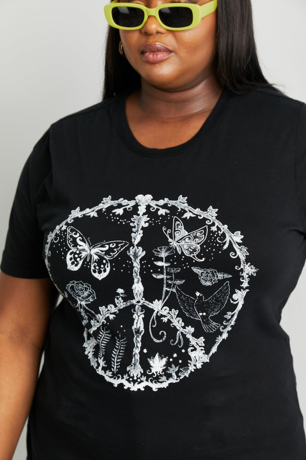 Butterfly Peace Graphic Tee Shirt-Trendsi-[option4]-[option5]-[option6]-[option7]-[option8]-Shop-Boutique-Clothing-for-Women-Online