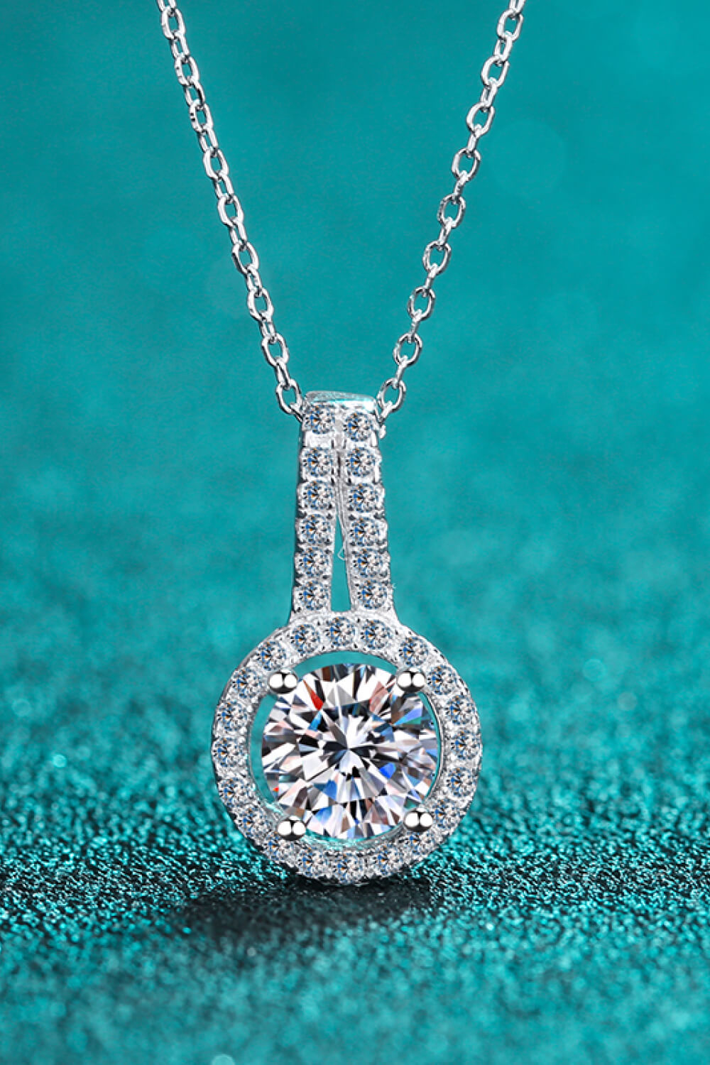 Build You Up Moissanite Round Pendant Chain Necklace-Trendsi-Silver-One Size-[option4]-[option5]-[option6]-[option7]-[option8]-Shop-Boutique-Clothing-for-Women-Online