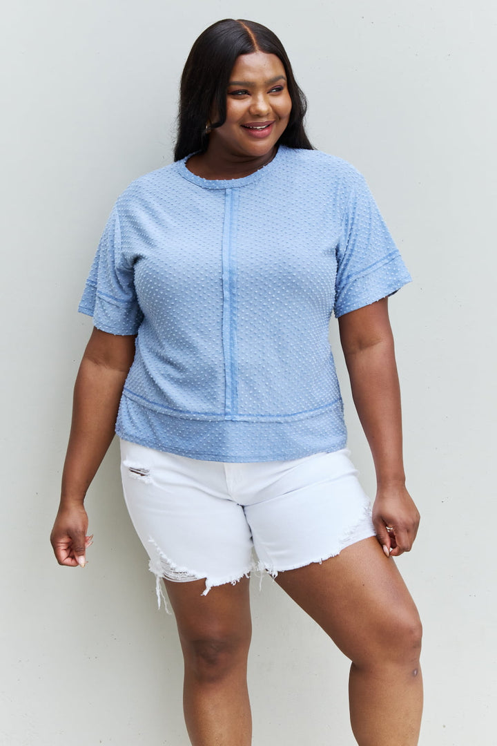 HOPELY Cater 2 You Swiss Dot Reverse Stitch Short Sleeve Top-Trendsi-[option4]-[option5]-[option6]-[option7]-[option8]-Shop-Boutique-Clothing-for-Women-Online