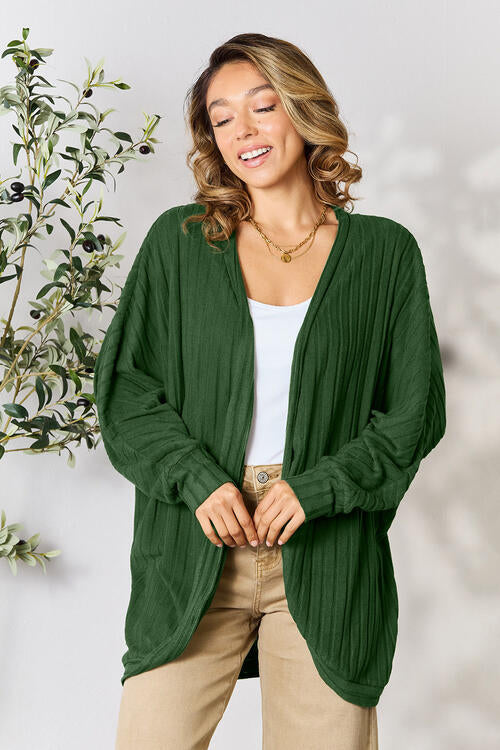 Basic Bae Ribbed Cocoon Cardigan-Trendsi-Green-S-[option4]-[option5]-[option6]-[option7]-[option8]-Shop-Boutique-Clothing-for-Women-Online