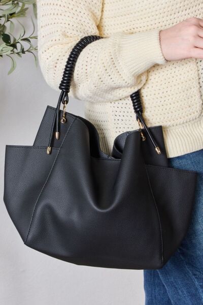 SHOMICO Faux Leather Handbag with Pouch-Trendsi-BLACK-One Size-[option4]-[option5]-[option6]-[option7]-[option8]-Shop-Boutique-Clothing-for-Women-Online