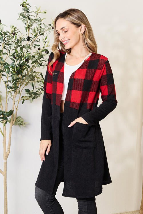 Heimish Buffalo Plaid Open Front Cardigan-Trendsi-[option4]-[option5]-[option6]-[option7]-[option8]-Shop-Boutique-Clothing-for-Women-Online