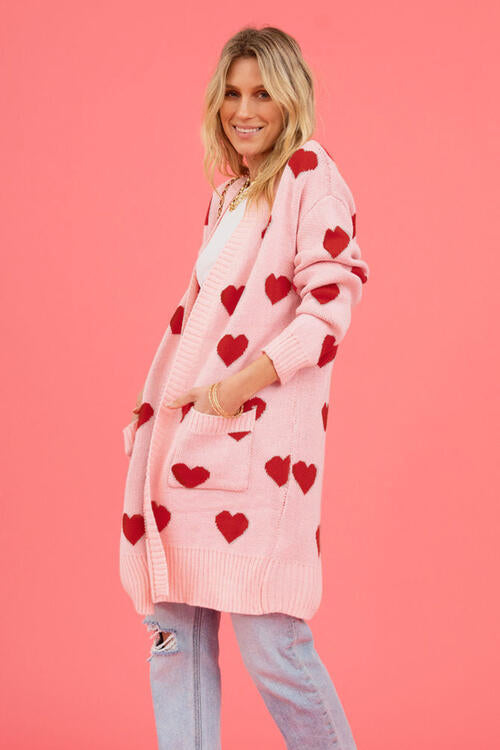 Lovestruck Heart Open Front Cardigan with Pockets-Trendsi-[option4]-[option5]-[option6]-[option7]-[option8]-Shop-Boutique-Clothing-for-Women-Online