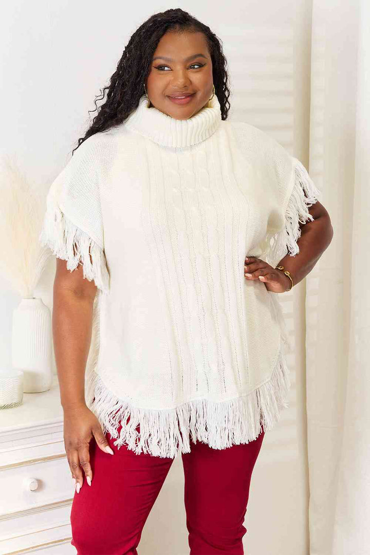 Justin Taylor Turtle Neck Fringe Poncho-Trendsi-Ivory-One Size-[option4]-[option5]-[option6]-[option7]-[option8]-Shop-Boutique-Clothing-for-Women-Online