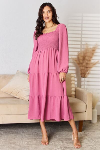 Culture Code Ruffle Trim Smocked Tiered Dress-Trendsi-Medium Rose-S-[option4]-[option5]-[option6]-[option7]-[option8]-Shop-Boutique-Clothing-for-Women-Online