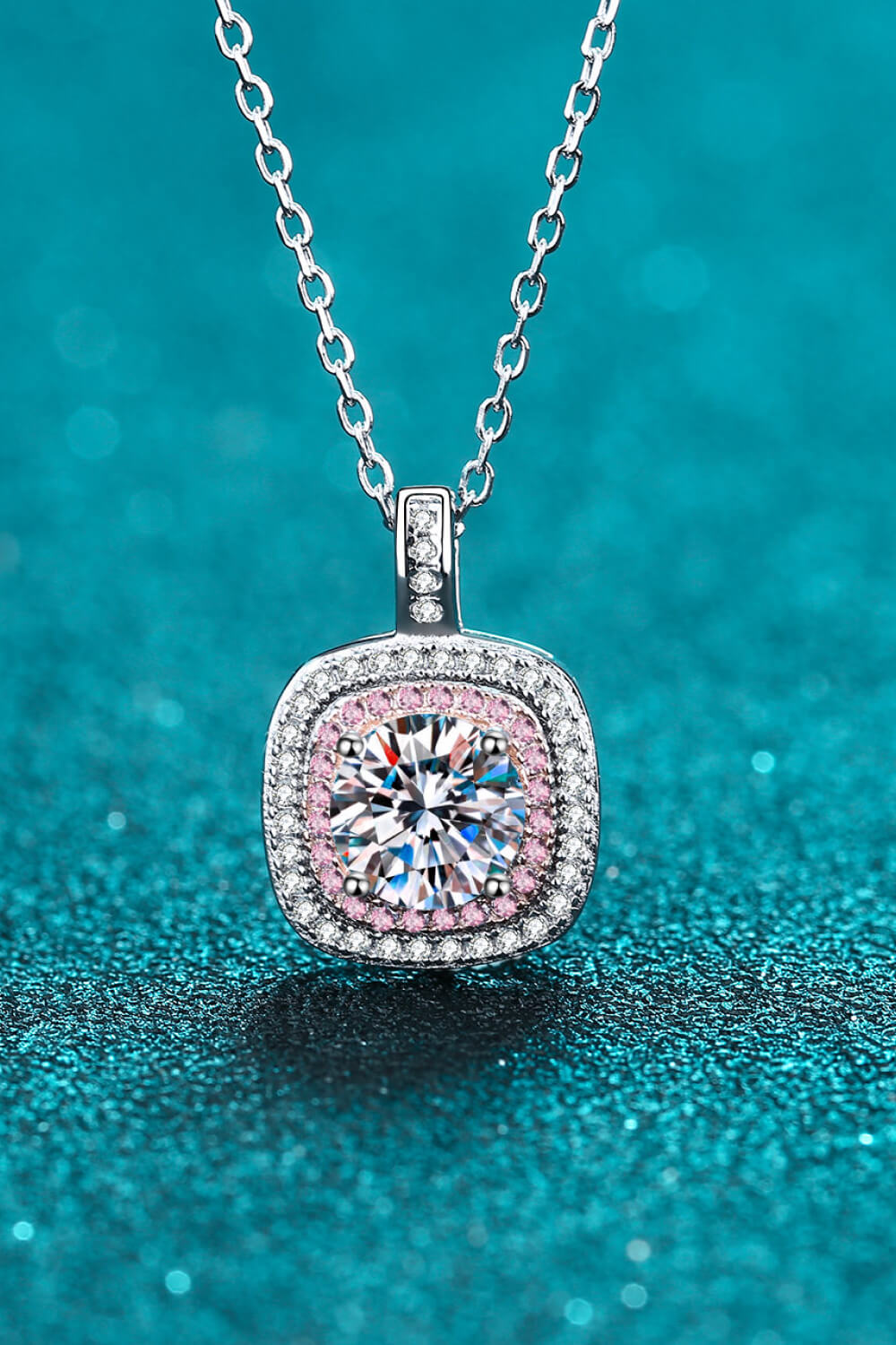 Moissanite Geometric Pendant Necklace-Trendsi-Silver/Pink-One Size-[option4]-[option5]-[option6]-[option7]-[option8]-Shop-Boutique-Clothing-for-Women-Online