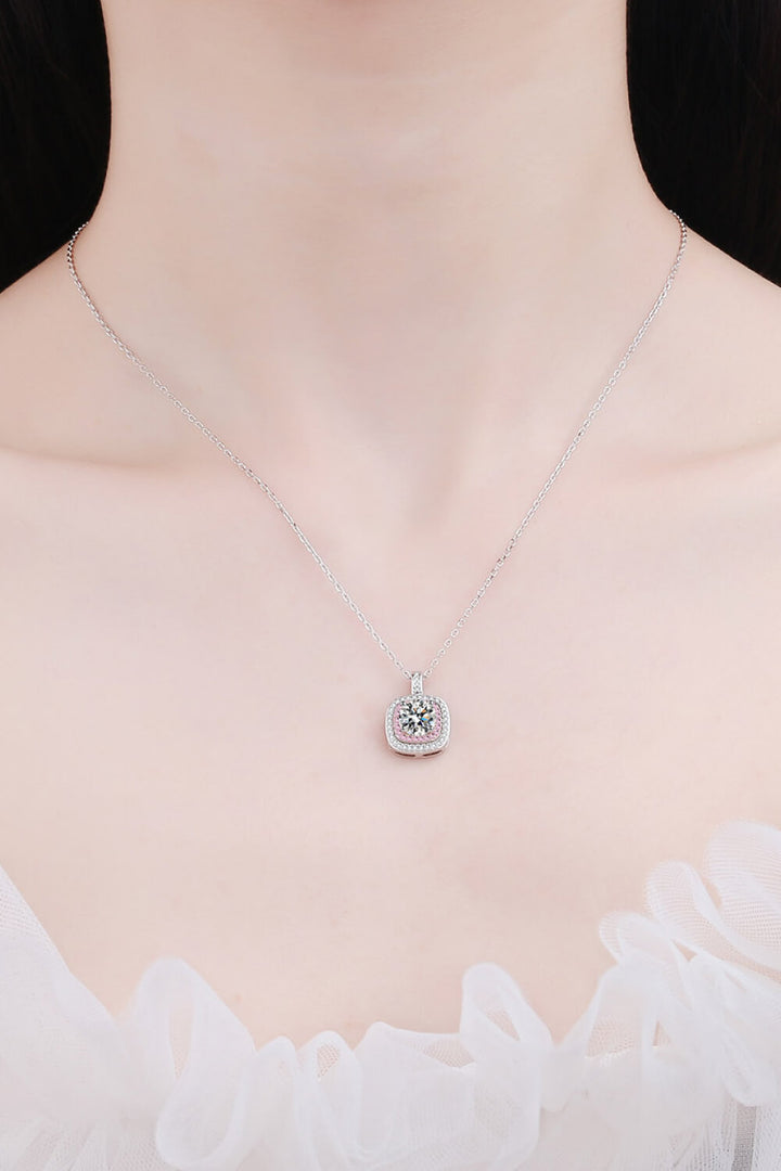 Moissanite Geometric Pendant Necklace-Trendsi-Silver/Pink-One Size-[option4]-[option5]-[option6]-[option7]-[option8]-Shop-Boutique-Clothing-for-Women-Online