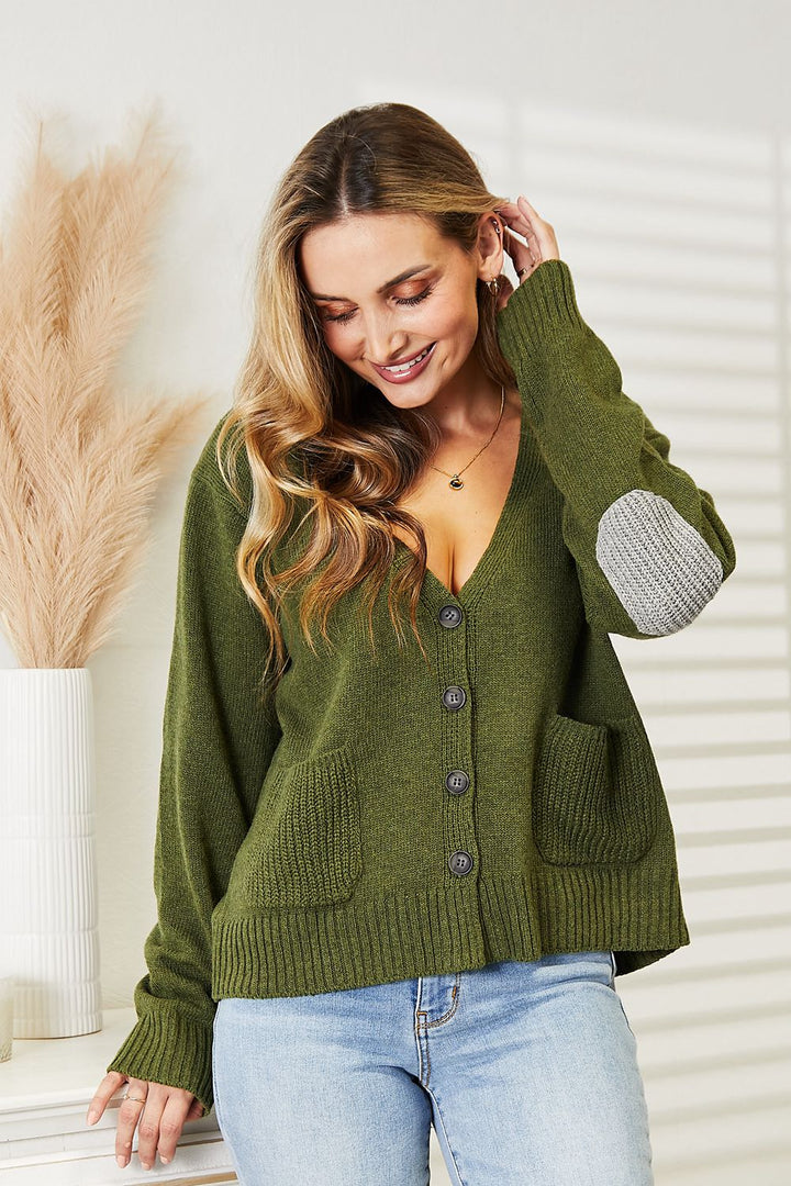 Heimish Long Sleeve V Neck Button Down Cardigan-Trendsi-[option4]-[option5]-[option6]-[option7]-[option8]-Shop-Boutique-Clothing-for-Women-Online