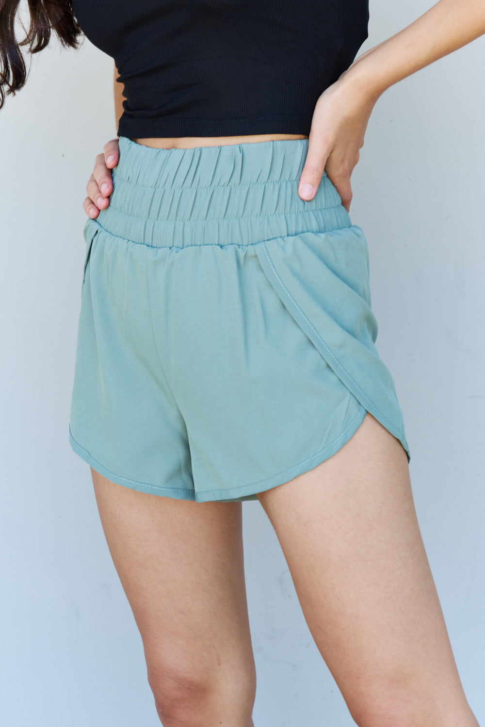 Ninexis Stay Active High Waistband Active Shorts in Pastel Blue-Trendsi-[option4]-[option5]-[option6]-[option7]-[option8]-Shop-Boutique-Clothing-for-Women-Online