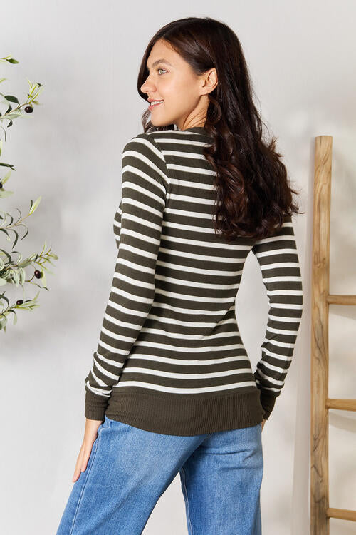 Zenana Striped Snap Down Cardigan-Trendsi-[option4]-[option5]-[option6]-[option7]-[option8]-Shop-Boutique-Clothing-for-Women-Online