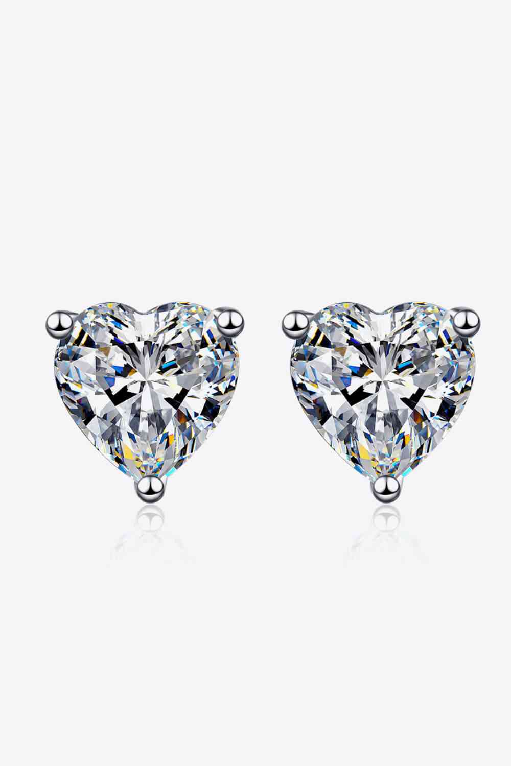 2 Carat Moissanite Heart-Shaped Stud Earrings-Trendsi-Silver-One Size-[option4]-[option5]-[option6]-[option7]-[option8]-Shop-Boutique-Clothing-for-Women-Online