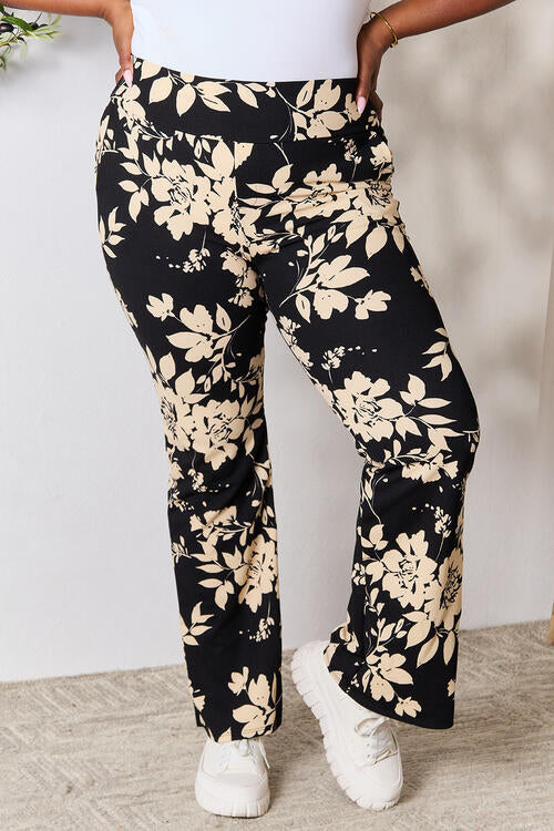 Heimish High Waist Floral Flare Pants-Trendsi-Black/Taupe-S-[option4]-[option5]-[option6]-[option7]-[option8]-Shop-Boutique-Clothing-for-Women-Online