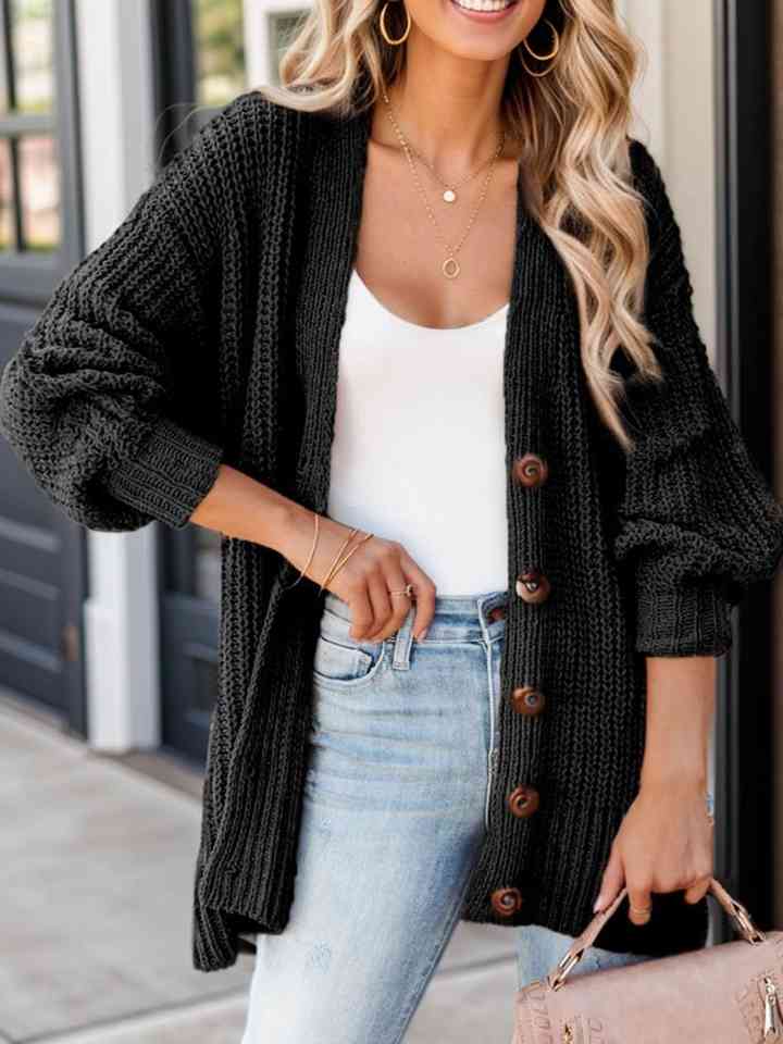 Sascha Button-Up Chunky Cardigan-Trendsi-Black-S-[option4]-[option5]-[option6]-[option7]-[option8]-Shop-Boutique-Clothing-for-Women-Online