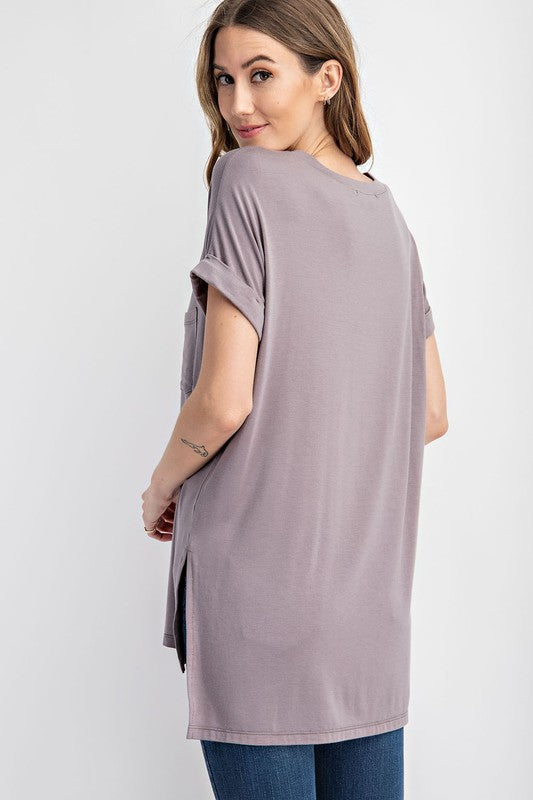 Rae Mode Modal V Neck High Low Tee-Rae Mode-[option4]-[option5]-[option6]-[option7]-[option8]-Shop-Boutique-Clothing-for-Women-Online