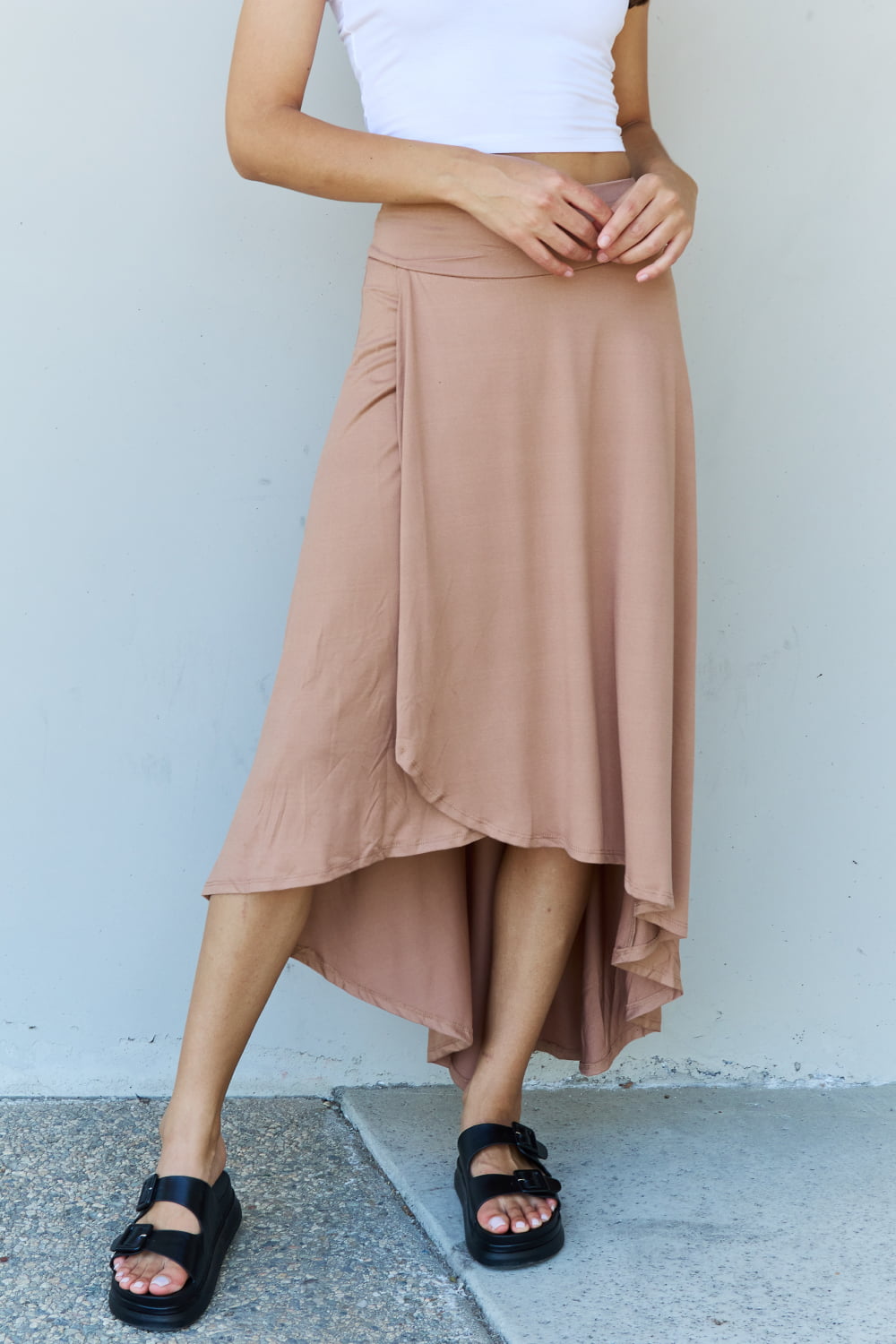 Ninexis First Choice High Waisted Flare Maxi Skirt in Camel-Trendsi-Camel-S-[option4]-[option5]-[option6]-[option7]-[option8]-Shop-Boutique-Clothing-for-Women-Online