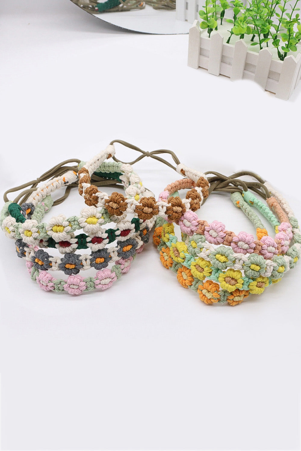 Assorted 2-Pack In My Circle Daisy Macrame Headband-Trendsi-[option4]-[option5]-[option6]-[option7]-[option8]-Shop-Boutique-Clothing-for-Women-Online