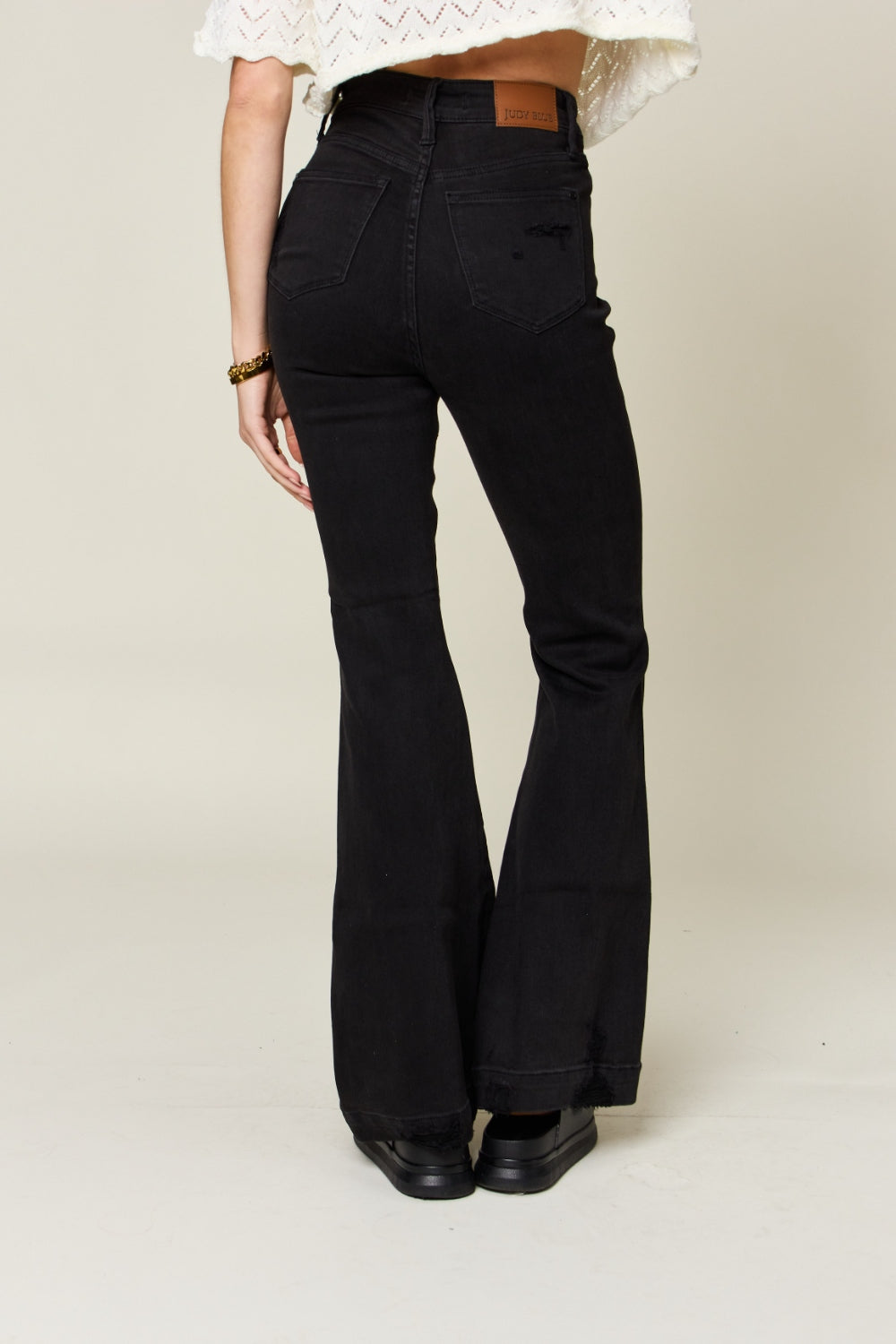 Judy Blue Black High Waist Distressed Flare Jeans-Trendsi-[option4]-[option5]-[option6]-[option7]-[option8]-Shop-Boutique-Clothing-for-Women-Online