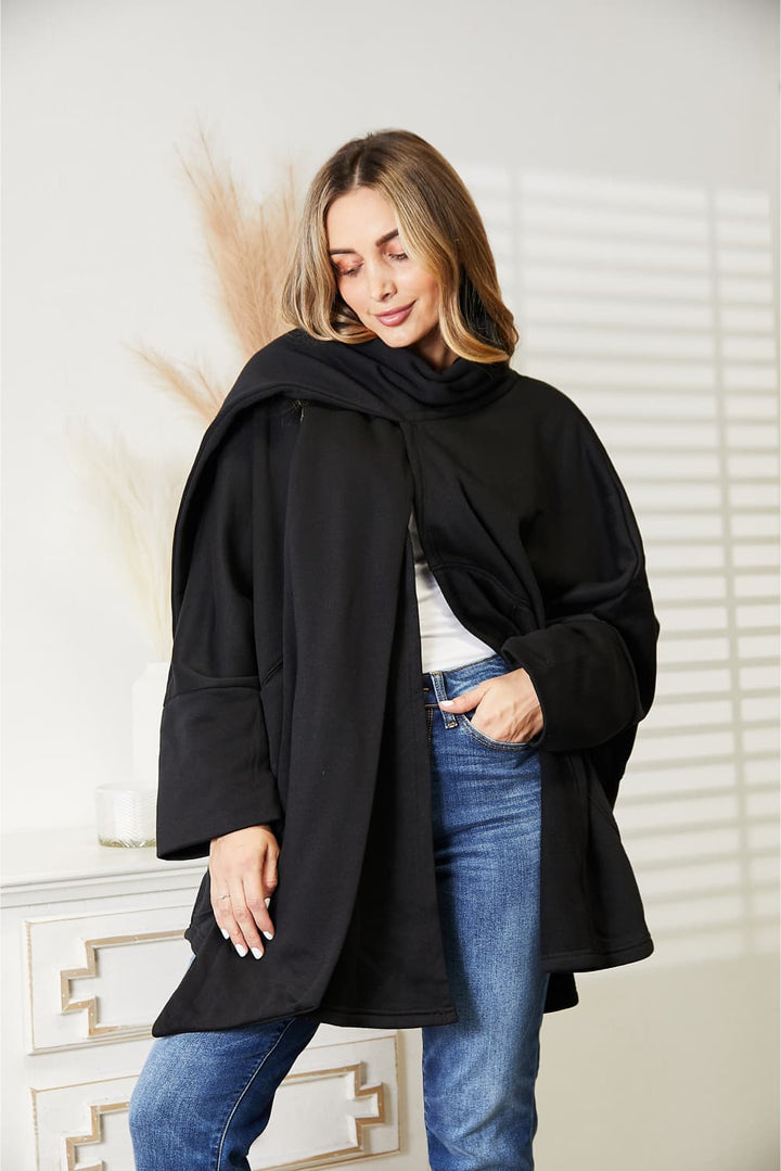 HEYSON Open Front Cardigan with Scarf Design-Trendsi-Black-S/M-[option4]-[option5]-[option6]-[option7]-[option8]-Shop-Boutique-Clothing-for-Women-Online