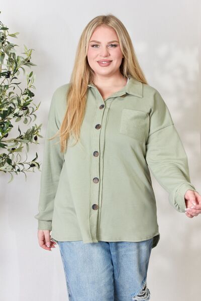 Heimish Button Down Long Sleeve Shirt-Trendsi-Sage-S-[option4]-[option5]-[option6]-[option7]-[option8]-Shop-Boutique-Clothing-for-Women-Online