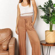 Double Take Drawstring Smocked Waist Wide Leg Pants-Trendsi-[option4]-[option5]-[option6]-[option7]-[option8]-Shop-Boutique-Clothing-for-Women-Online
