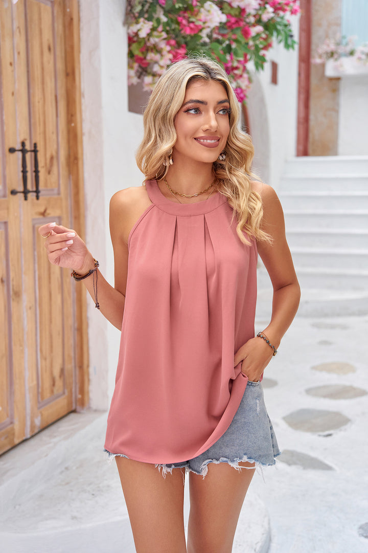 Grecian Neck Sleeveless Top-Trendsi-Coral-S-[option4]-[option5]-[option6]-[option7]-[option8]-Shop-Boutique-Clothing-for-Women-Online