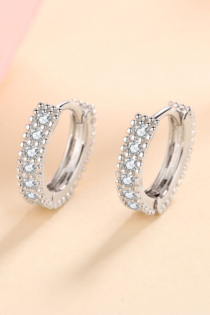 925 Sterling Silver Inlaid Moissanite Huggie Earrings-Trendsi-Silver-One Size-[option4]-[option5]-[option6]-[option7]-[option8]-Shop-Boutique-Clothing-for-Women-Online