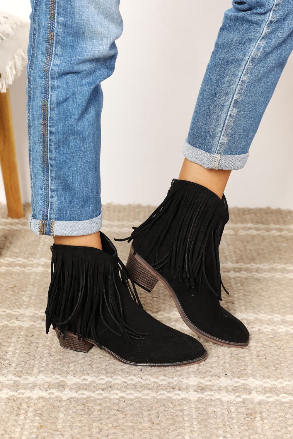 Legend Women's Fringe Cowboy Western Ankle Boots-Trendsi-Black-6-[option4]-[option5]-[option6]-[option7]-[option8]-Shop-Boutique-Clothing-for-Women-Online