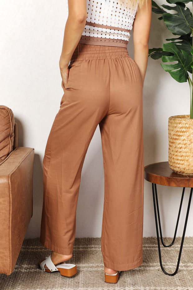 Double Take Drawstring Smocked Waist Wide Leg Pants-Trendsi-[option4]-[option5]-[option6]-[option7]-[option8]-Shop-Boutique-Clothing-for-Women-Online