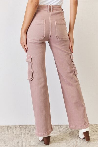 RISEN High Rise Cargo Wide Leg Jeans-Trendsi-[option4]-[option5]-[option6]-[option7]-[option8]-Shop-Boutique-Clothing-for-Women-Online