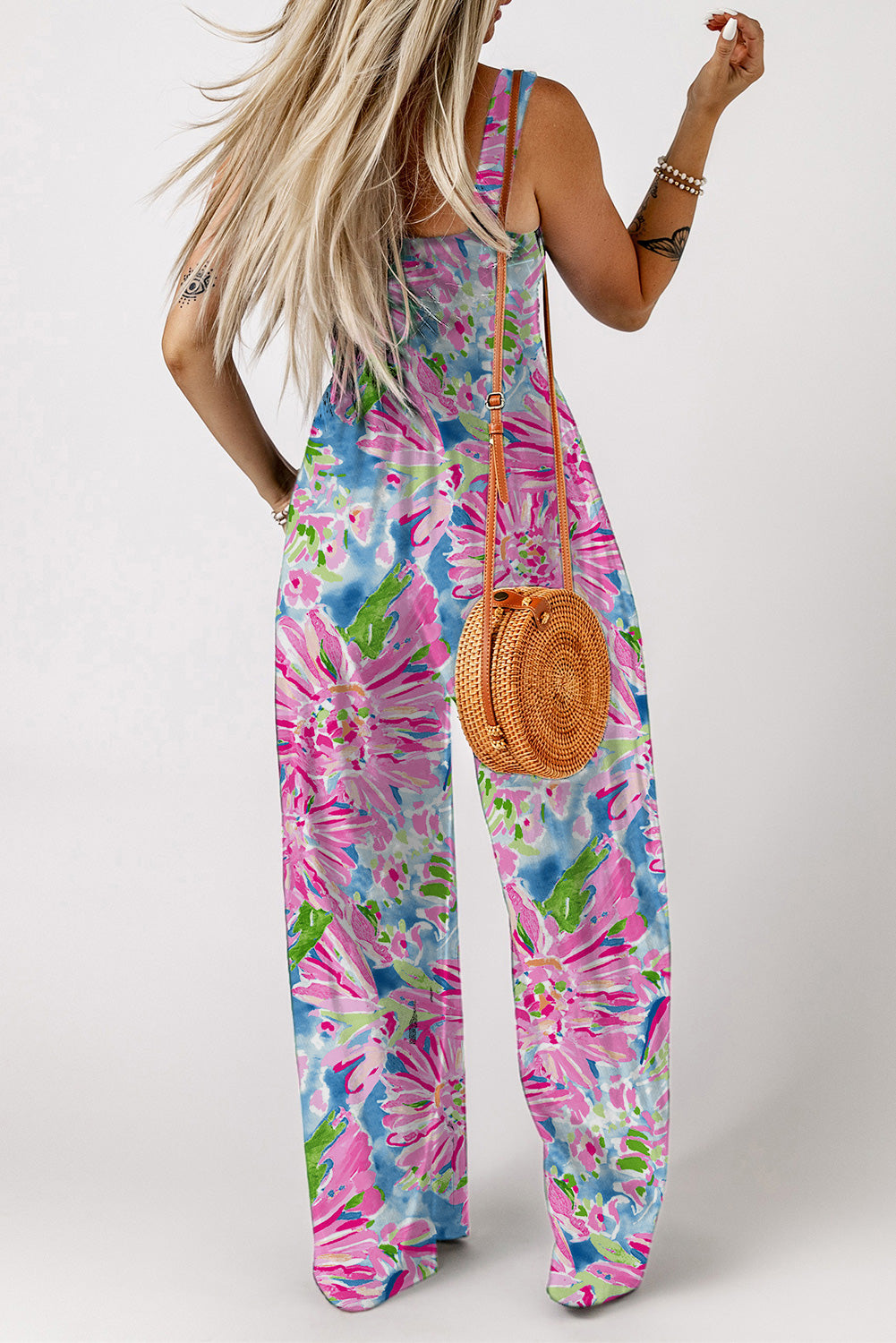 Floral Smocked Square Neck Jumpsuit with Pockets-Trendsi-[option4]-[option5]-[option6]-[option7]-[option8]-Shop-Boutique-Clothing-for-Women-Online