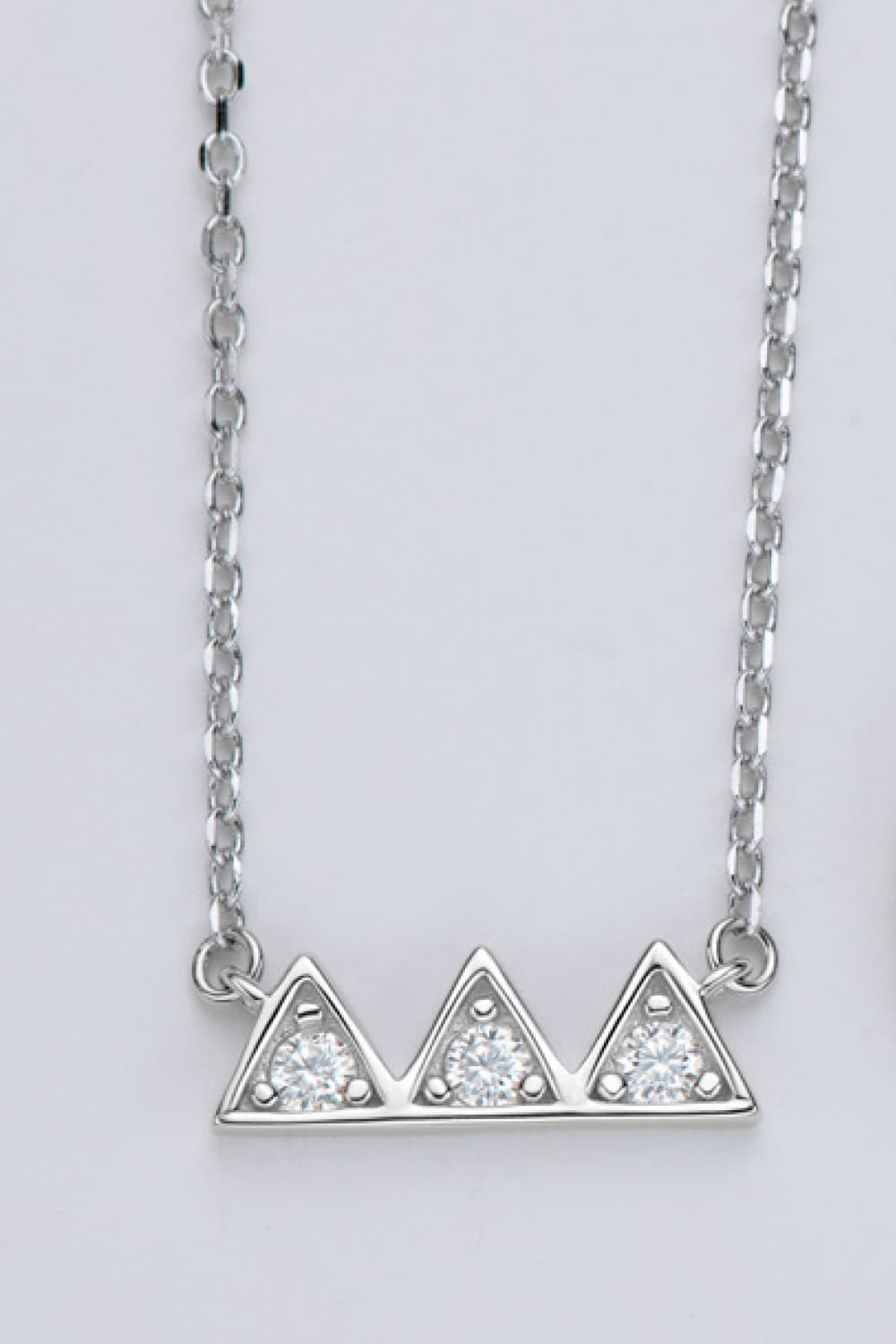 Moissanite Triangle Platinum-Plated Necklace-Trendsi-Silver-One Size-[option4]-[option5]-[option6]-[option7]-[option8]-Shop-Boutique-Clothing-for-Women-Online