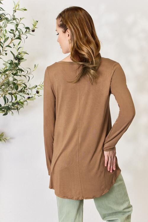 Zenana Long Sleeve V-Neck Top-Trendsi-[option4]-[option5]-[option6]-[option7]-[option8]-Shop-Boutique-Clothing-for-Women-Online