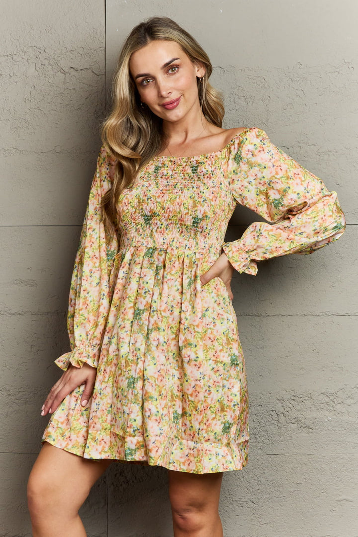 Floral Smocked Square Neck Dress-Trendsi-Floral-S-[option4]-[option5]-[option6]-[option7]-[option8]-Shop-Boutique-Clothing-for-Women-Online