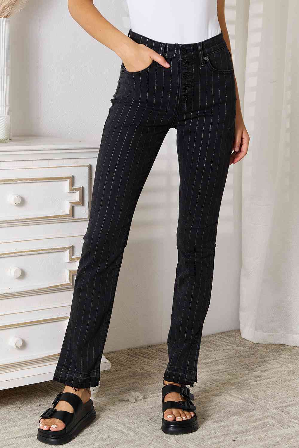 Kancan Striped Jeans with Pockets-Trendsi-Black-1(24)-[option4]-[option5]-[option6]-[option7]-[option8]-Shop-Boutique-Clothing-for-Women-Online