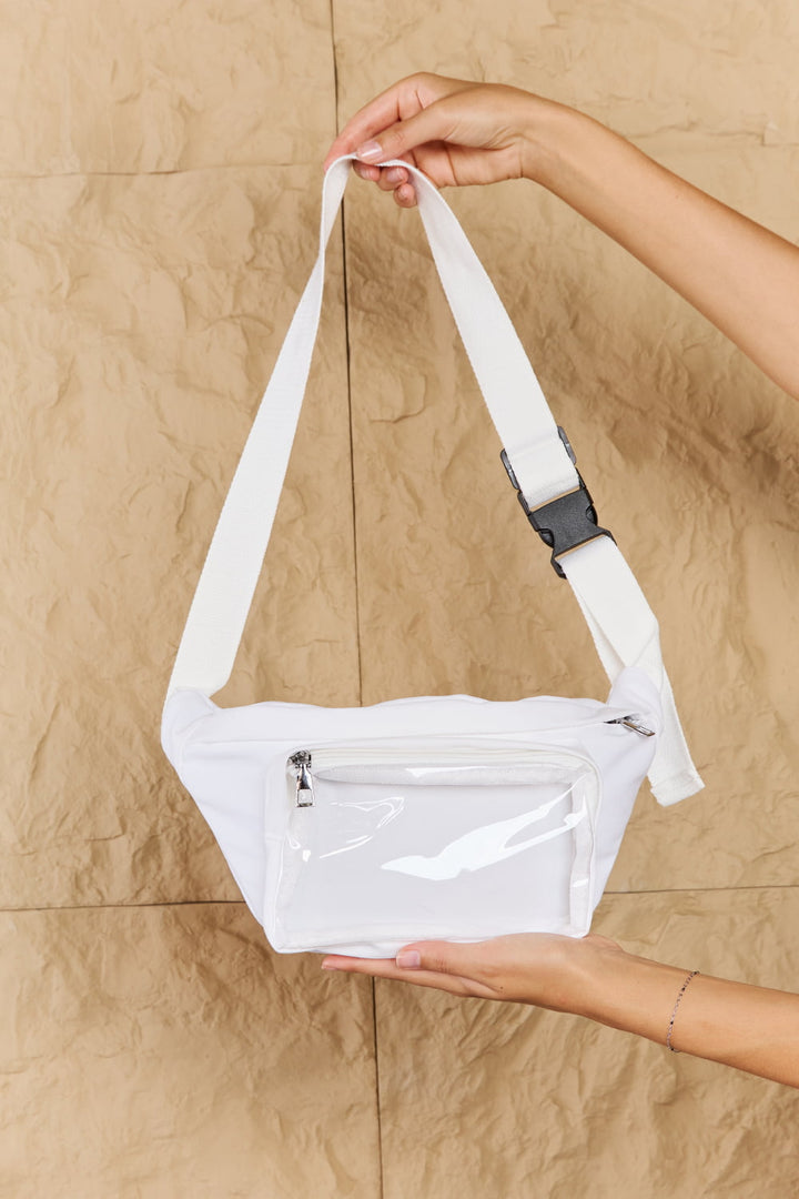 Fame Travel Buddy Clear Zipper Pocket Fanny Pack Bag-Trendsi-White-One Size-[option4]-[option5]-[option6]-[option7]-[option8]-Shop-Boutique-Clothing-for-Women-Online