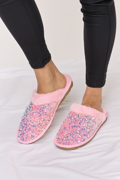 Forever Link Sequin Plush Round Toe Slippers-Trendsi-[option4]-[option5]-[option6]-[option7]-[option8]-Shop-Boutique-Clothing-for-Women-Online