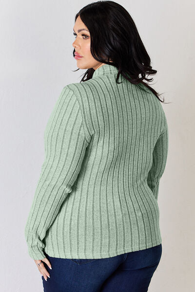 Basic Bae Ribbed Mock Neck Long Sleeve T-Shirt-Trendsi-[option4]-[option5]-[option6]-[option7]-[option8]-Shop-Boutique-Clothing-for-Women-Online