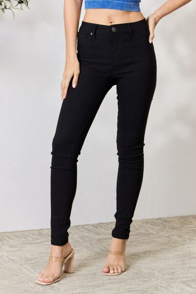 YMI Jeanswear Hyperstretch Mid-Rise Skinny Jeans-Trendsi-Black-S-[option4]-[option5]-[option6]-[option7]-[option8]-Shop-Boutique-Clothing-for-Women-Online