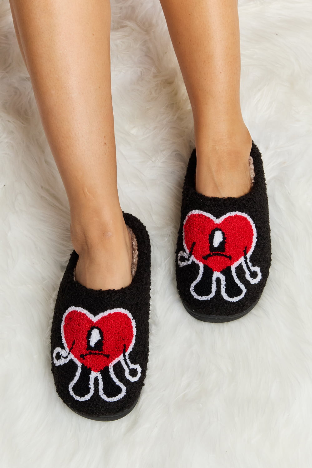 Melody Love Heart Print Plush Slippers-Trendsi-[option4]-[option5]-[option6]-[option7]-[option8]-Shop-Boutique-Clothing-for-Women-Online