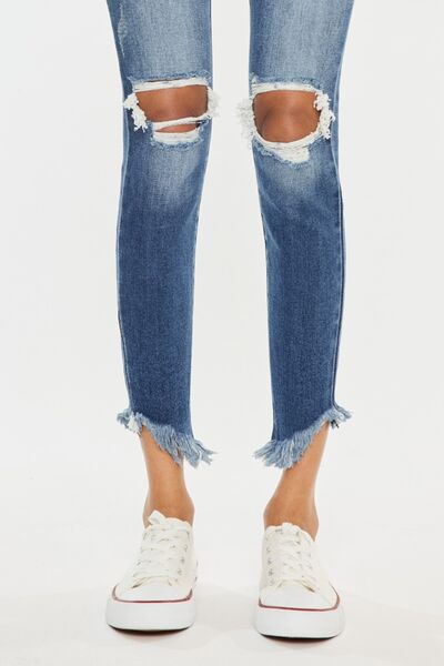 Kancan High Waist Distressed Raw Hem Ankle Skinny Jeans-Trendsi-[option4]-[option5]-[option6]-[option7]-[option8]-Shop-Boutique-Clothing-for-Women-Online