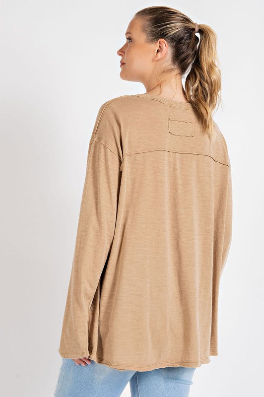 Rae Mode Mineral Washed Long Sleeved Top-Rae Mode-[option4]-[option5]-[option6]-[option7]-[option8]-Shop-Boutique-Clothing-for-Women-Online