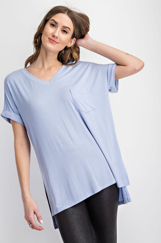 Rae Mode Modal V Neck High Low Tee-Rae Mode-[option4]-[option5]-[option6]-[option7]-[option8]-Shop-Boutique-Clothing-for-Women-Online