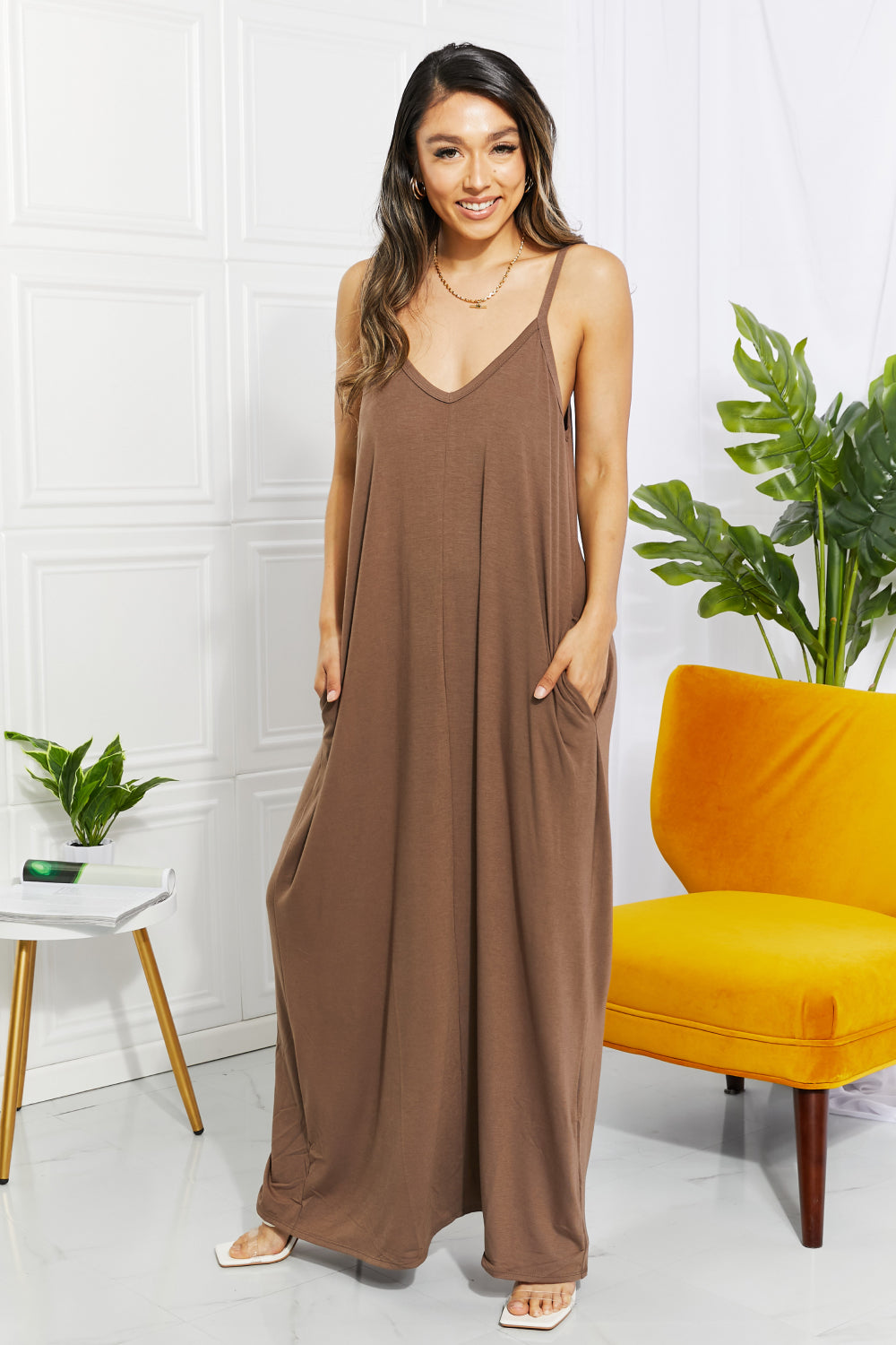 Zenana Beach Vibes Cami Maxi Dress in Mocha-Trendsi-Mocha-S-[option4]-[option5]-[option6]-[option7]-[option8]-Shop-Boutique-Clothing-for-Women-Online